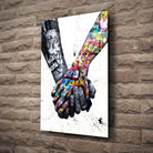 Tableau Street Art Union Colorée en verre acrylique, fixé sur un mur de pierre