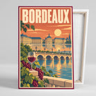 Tableau décoratif Bordeaux, affiche vintage, gros plan incliné