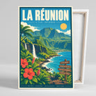 Tableau décoratif La Réunion, affiche vintage, gros plan incliné
