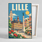 Tableau décoratif Lille, affiche vintage, gros plan incliné