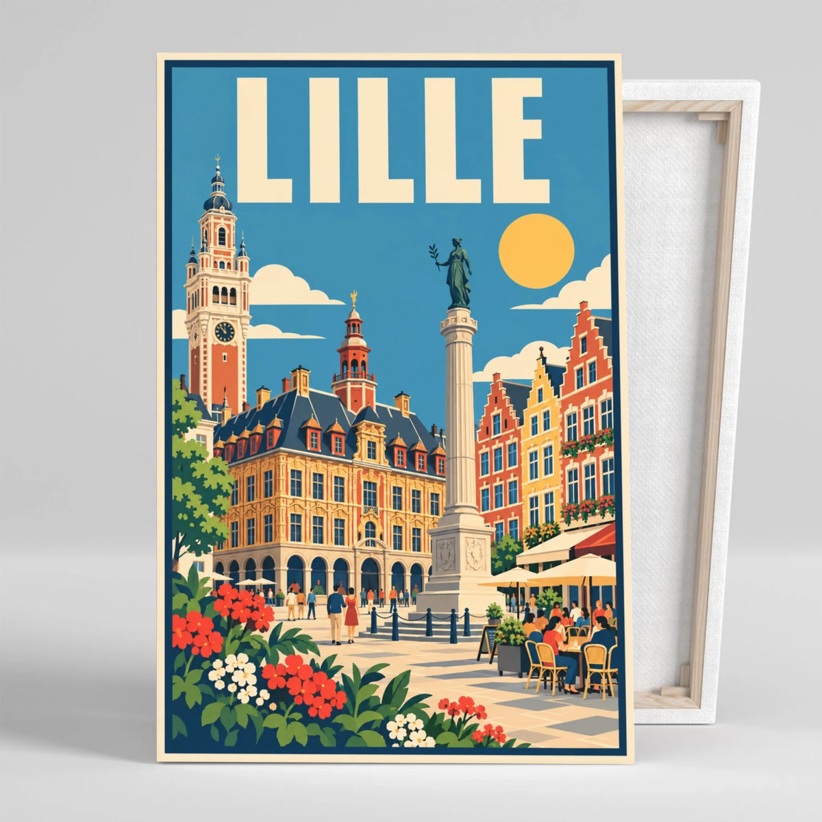 Tableau décoratif Lille, affiche vintage, gros plan incliné