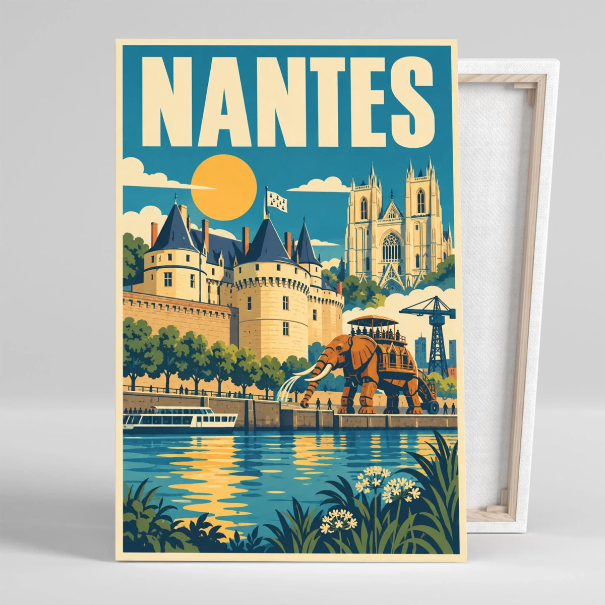 Tableau décoratif Nantes, affiche vintage, gros plan incliné
