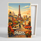 Tableau décoratif Paris terrasse Montmartre, affiche vintage, gros plan incliné