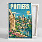 Tableau décoratif Poitiers, affiche vintage, gros plan incliné