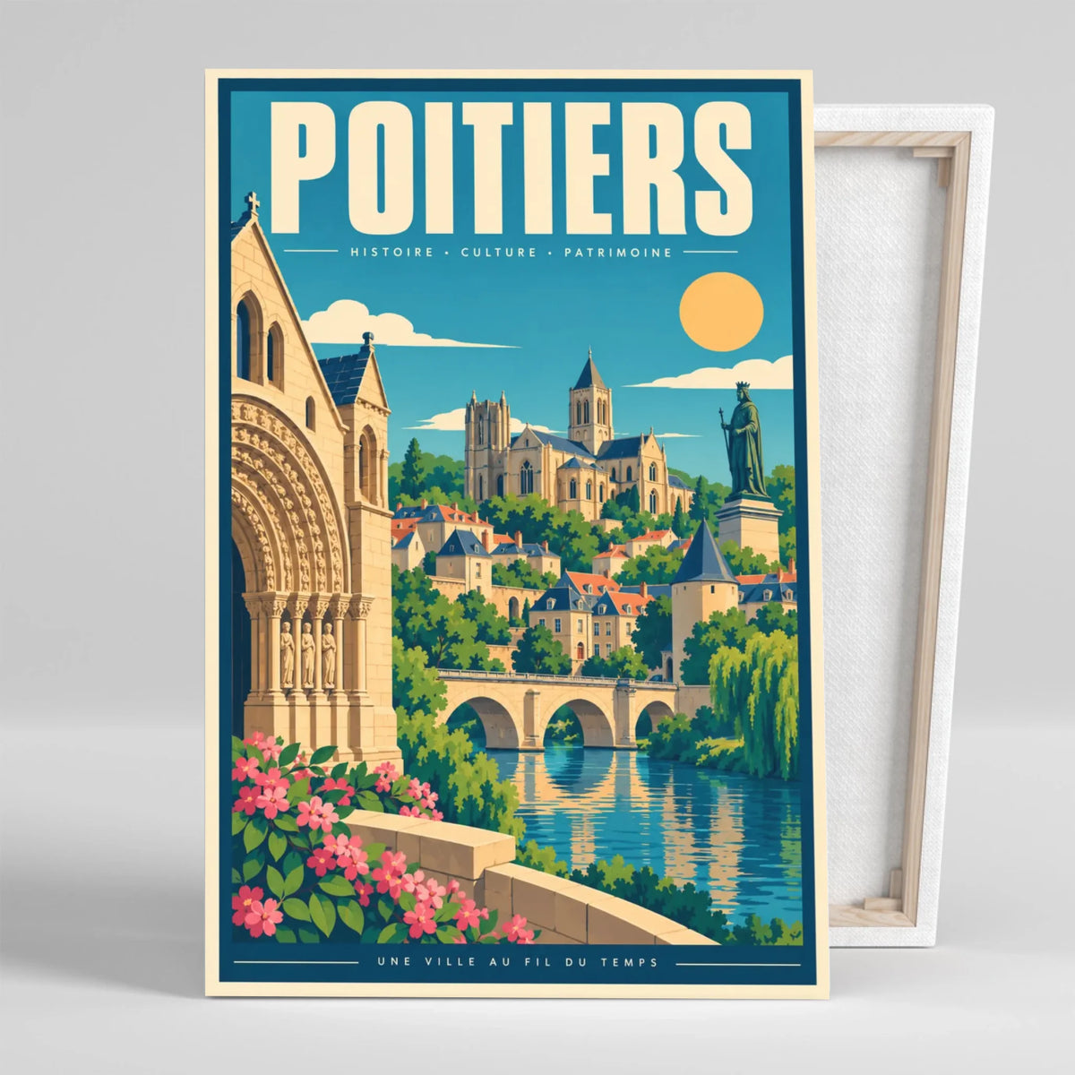 Tableau décoratif Poitiers, affiche vintage, gros plan incliné