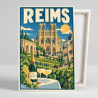 Tableau décoratif Reims, affiche vintage, gros plan incliné