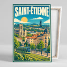 Tableau décoratif Saint-Étienne, affiche vintage, gros plan incliné