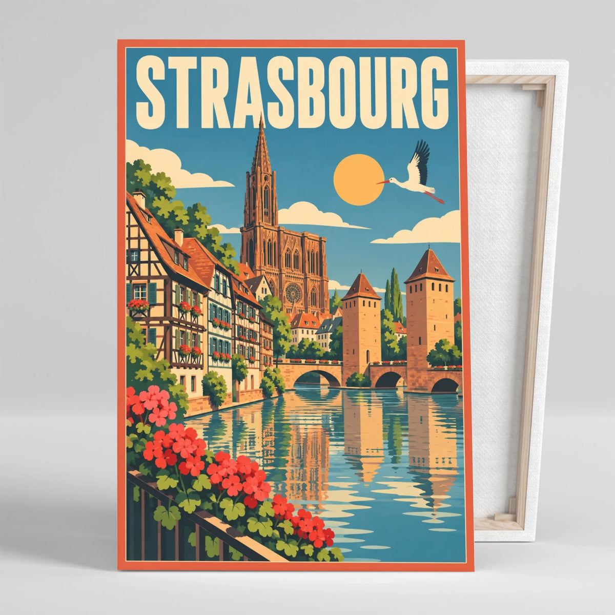 Tableau décoratif Strasbourg, affiche vintage, gros plan incliné
