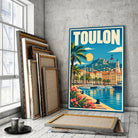 Tableau décoratif Toulon dans un cadre en bois clair, gros plan