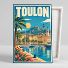 Tableau décoratif Toulon, affiche vintage, gros plan incliné