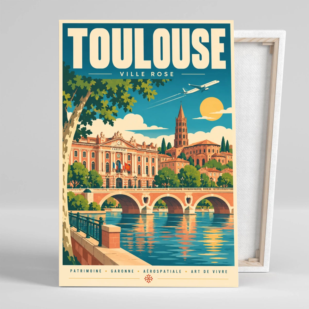 Tableau décoratif Toulouse, affiche vintage, gros plan incliné