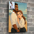 Toile style Disney dans un loft, près d'une fenêtre, cadres en bois empilés