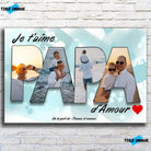 Toile famille personnalisée lettres PAPA photo sur mur de briques, gros plan