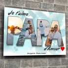 Toile famille personnalisée lettres PAPA photo sur mur de briques, décoration industrielle