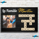 Toile famille personnalisée Scrabble sur mur de briques, décoration industrielle