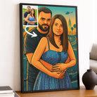Toile personnalisée effet cartoon type GTA, portrait de couple, décoration salon