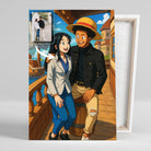 Toile sur châssis bois personnalisée style One Piece, portrait de couple, tranche visible
