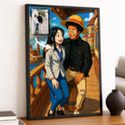 Toile personnalisée style One Piece, portrait de couple, décoration salon