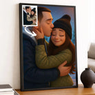 Toile personnalisée style anime Pixar 3D, portrait de couple, décoration salon