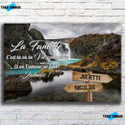 Toile prénoms personnalisée cascade d'eau sur mur de briques, décoration industrielle