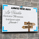 Toile prénoms personnalisée photo de famille sur mur de pierre grise, ambiance loft