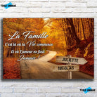 Toile prénoms personnalisée route d'automne sur mur de briques, décoration industrielle