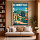 Toile décorative Clermont-Ferrand accrochée dans un salon