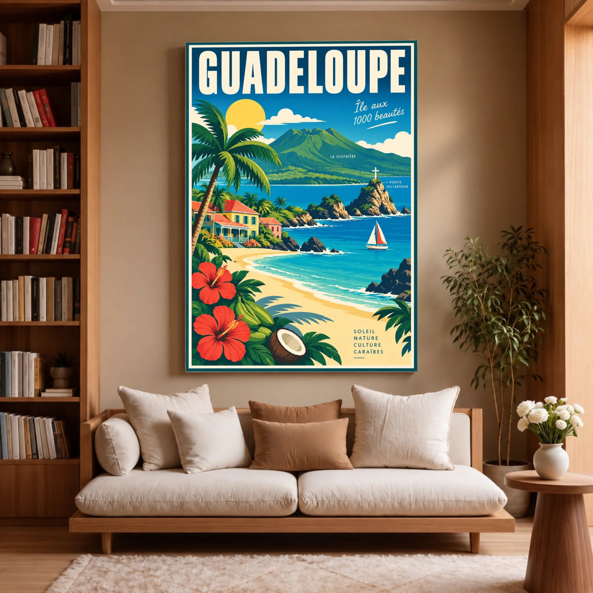 Toile décorative Guadeloupe accrochée dans un salon