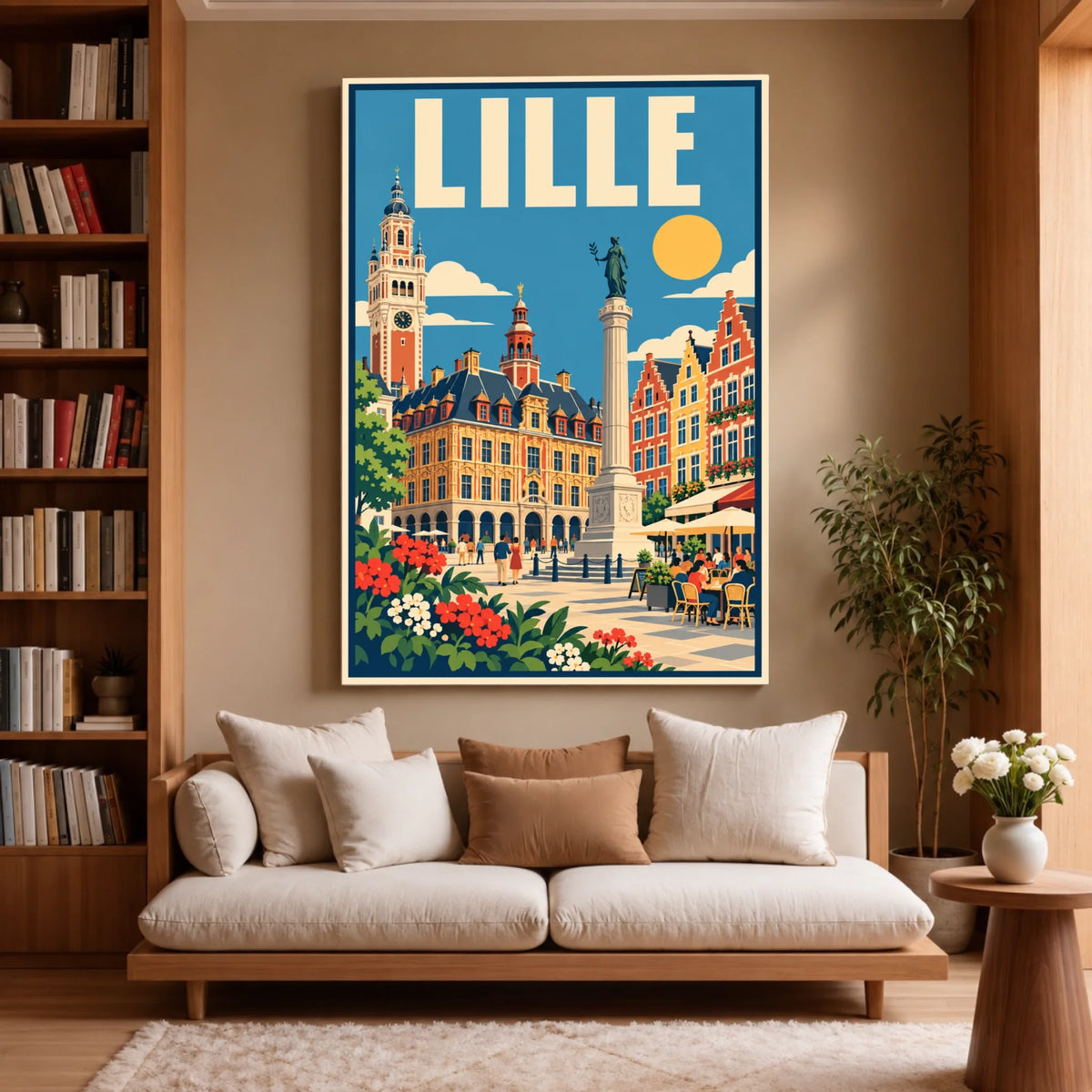 Toile décorative Lille accrochée dans un salon