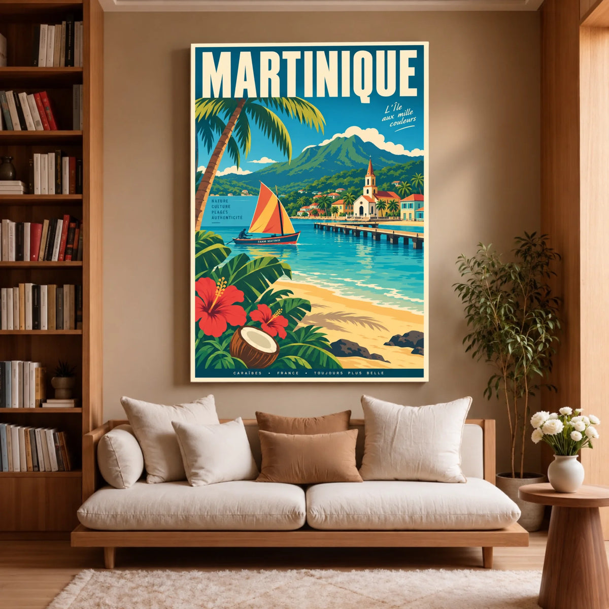 Toile décorative Martinique accrochée dans un salon