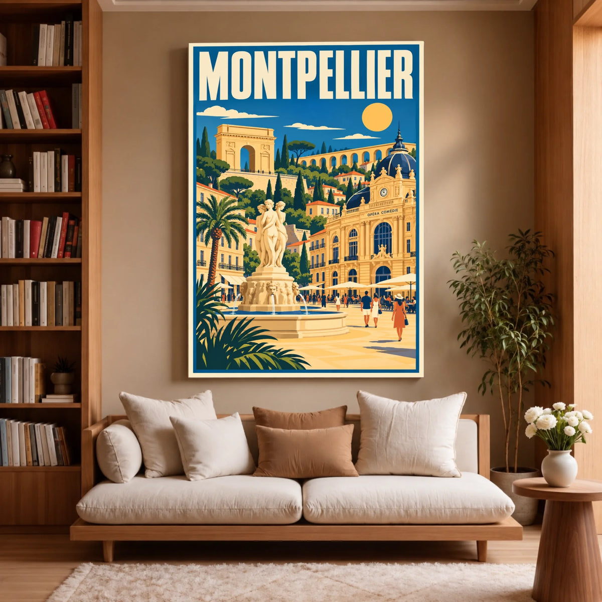 Toile décorative Montpellier accrochée dans un salon