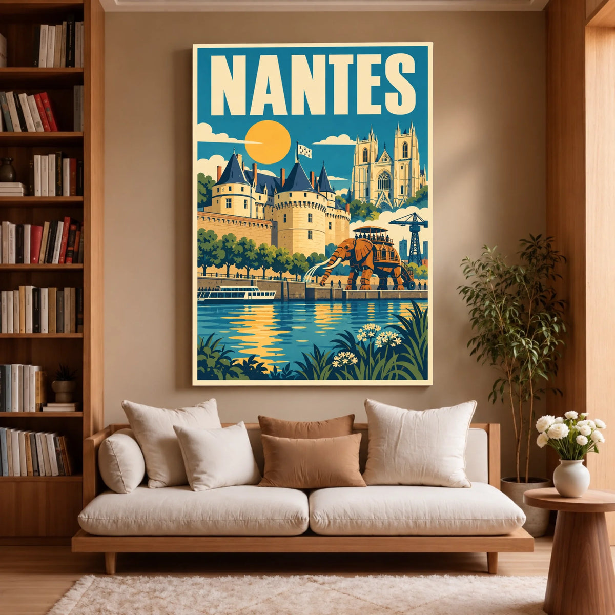 Toile décorative Nantes accrochée dans un salon