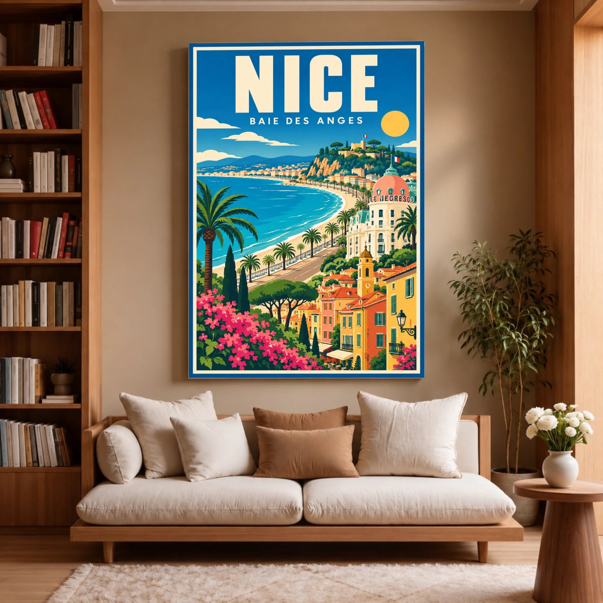 Toile décorative Nice accrochée dans un salon