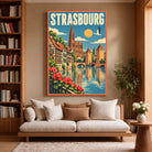 Toile décorative Strasbourg accrochée dans un salon