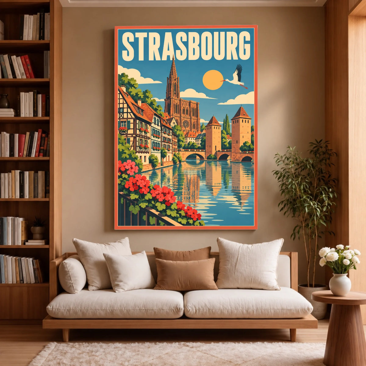 Toile décorative Strasbourg accrochée dans un salon