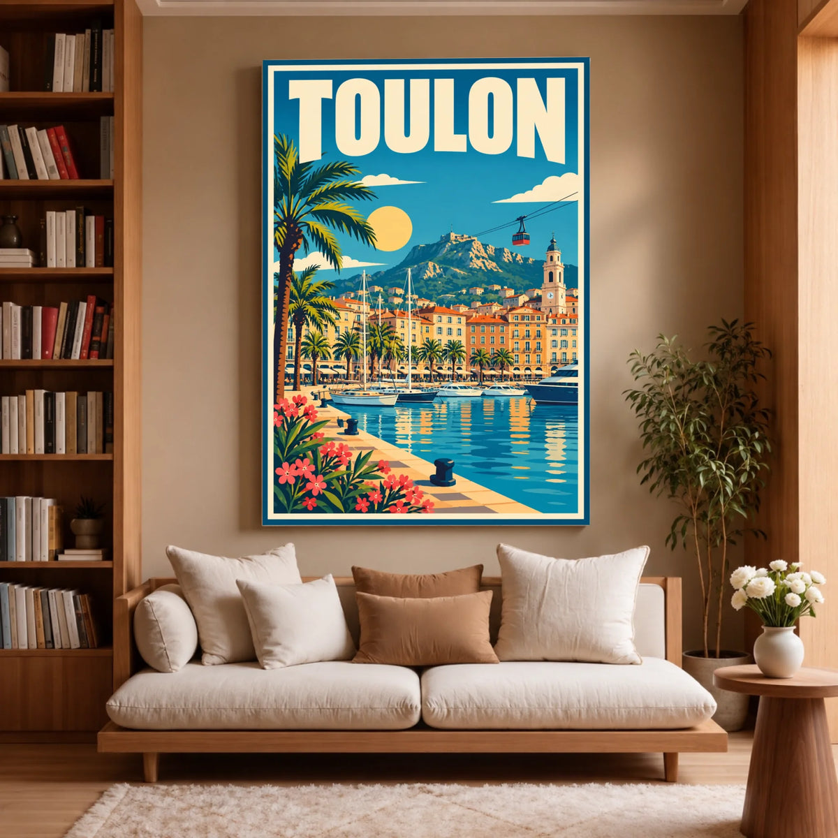 Toile décorative Toulon accrochée dans un salon