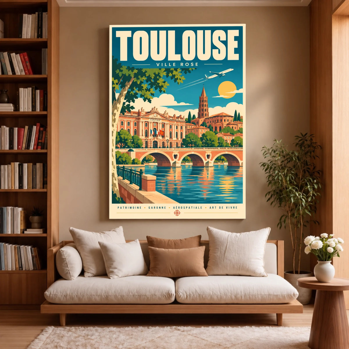 Toile décorative Toulouse accrochée dans un salon